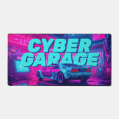 Neon Cyan Magenta Cyberpunk Garage Retro Car Bureaumat (Voorkant)