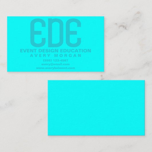 Neon Cyan Minimal Visitekaartje (Voorkant / Achterkant)