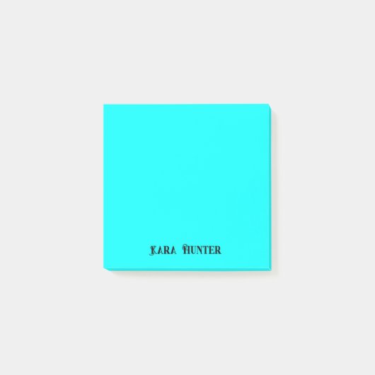 Neon Cyan Professioneel Minimalistisch Zwart Scrip Post-it® Notes (Voorkant)