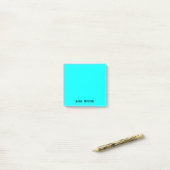 Neon Cyan Professioneel Minimalistisch Zwart Scrip Post-it® Notes (Op bureau)