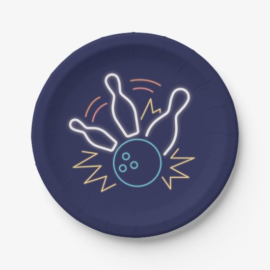 Neon Cyber Bowling-Borden Papieren Bordje (Voorkant)