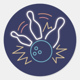 Neon Cyber Bowling Ronde Sticker