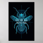 Neon Cyber Bug Detected IT Programmer Humor Poster (Voorkant)