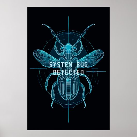 Neon Cyber Bug Detected IT Programmer Humor Poster (Voorkant)