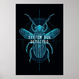 Neon Cyber Bug Gedetecteerd IT Programmeur Humor Poster