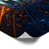 Neon Cyber CPU Tech Grafisch Poster (Hoek)