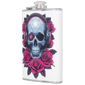 Neon Cyber Death Skull en Rozen Wit Heupfles (Links)