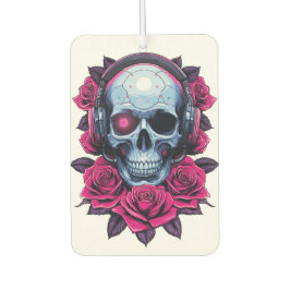 Neon Cyber Death Skull en Rozen Wit Luchtverfrisser