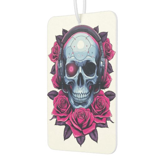 Neon Cyber Death Skull en Rozen Wit Luchtverfrisser (Links)
