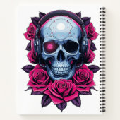 Neon Cyber Death Skull en Rozen Wit Notitieboek (Achterkant)