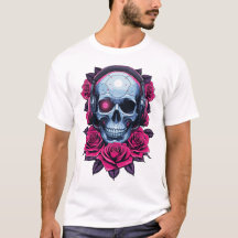Neon Cyber Death Skull en Rozen Wit