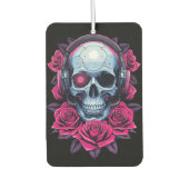 Neon Cyber Death Skull en Rozen Zwart Luchtverfrisser (Voorkant)