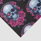 Neon Cyber Death Skull en Rozen Zwart Tissuepapier (Detail)