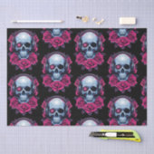 Neon Cyber Death Skull en Rozen Zwart Tissuepapier (Craft)