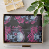 Neon Cyber Death Skull en Rozen Zwart Tissuepapier (Geschenk)