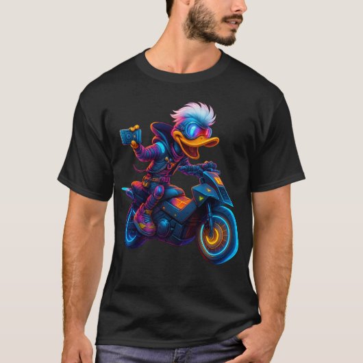 Neon Cyber Eend Rijder T-Shirt (Voorkant)