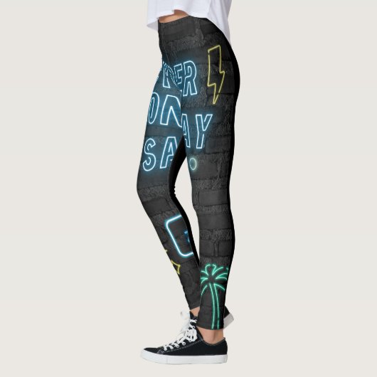 Neon Cyber Glow Leggings - Zwart & Blauw Vibes (Links)