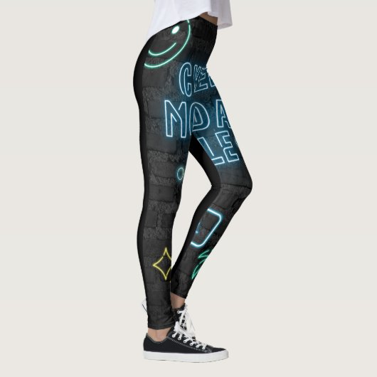 Neon Cyber Glow Leggings - Zwart & Blauw Vibes (Rechts)