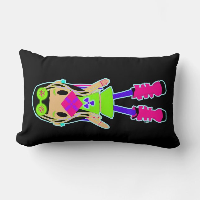 Neon Cyber Gothic Lumbar Pillow Kussen (Voorkant)