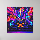 Neon Cyber Guardian Art Canvas Afdruk (Voorkant)