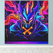 Neon Cyber Guardian Art Canvas Afdruk (Insitu (Houten vloer))
