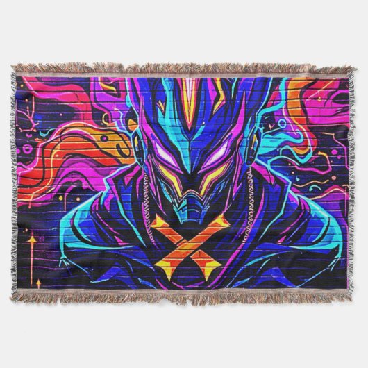 Neon Cyber Guardian Art Deken (Voorkant)