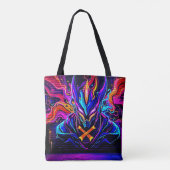Neon Cyber Guardian Art Tote Bag (Achterkant)