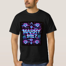 Neon Cyber Love Marry Me Mannen Tshirt