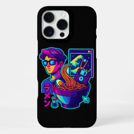 Neon Cyber Ramen – Vaporwave Retro Esthetische Kun iPhone 16 Pro Max Hoesje