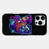 Neon Cyber Ramen – Vaporwave Retro Esthetische Kun iPhone Hoesje (Achterkant horizontaal)