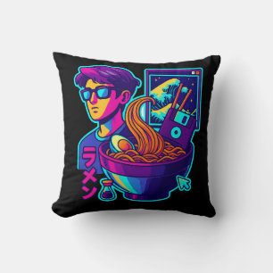 Neon Cyber Ramen – Vaporwave Retro Esthetische Kun Kussen