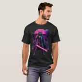 Neon Cyber Samurai Vaporwave Krijger Kunst T-shirt (Voorkant volledig)