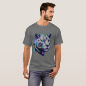 Neon Cyber Tiger T-Shirt Futuristische Glitch Art (Voorkant volledig)