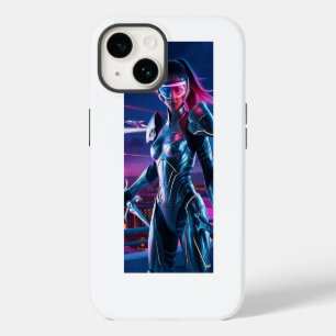 Neon Cyber Warrior iPhone Case – futuristische Sci