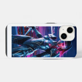 Neon Cyber Warrior iPhone Case – futuristische Sci Hoesje (Achterkant horizontaal)