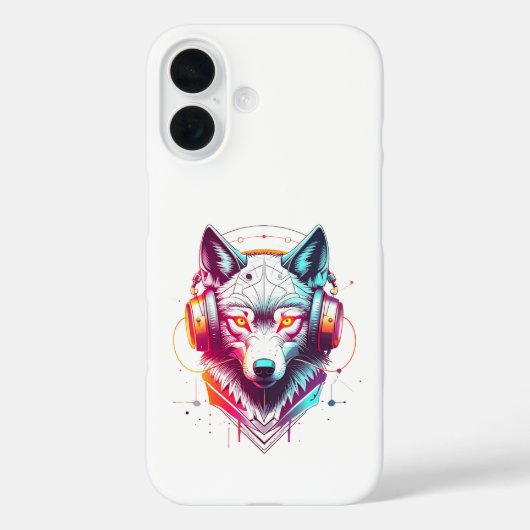 Neon Cyber Wolf Koptelefoon Y2K Case-Mate iPhone Case (Achterkant)