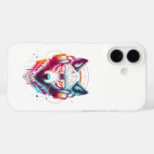 Neon Cyber Wolf Koptelefoon Y2K Case-Mate iPhone Case (Achterkant (horizontaal))