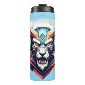 Neon Cyber Wolf Koptelefoon Y2K Streetwear Thermosbeker