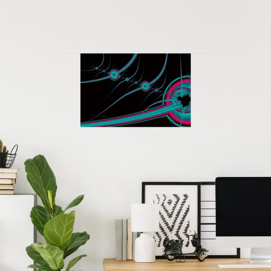 NEON CYBERNETISCHE ABSTRACTE KUNST POSTER (Thuiskantoor)