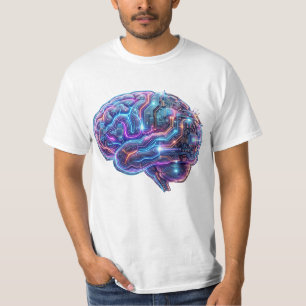 Neon Cyberpunk AI Cyborg Hersencircuiten Kunst T-shirt