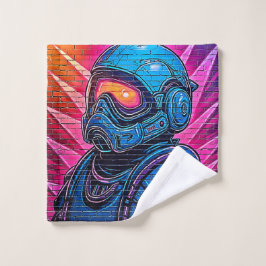 Neon Cyberpunk Astronaut Bad Handdoek