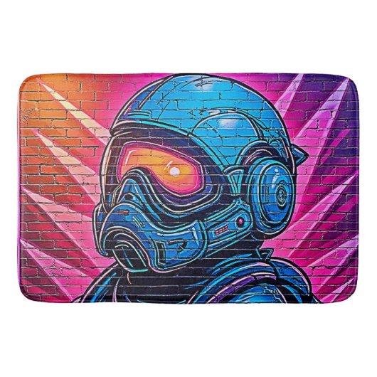 Neon Cyberpunk Astronaut Badmat (Voorkant)