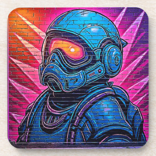 Neon Cyberpunk Astronaut Bier Onderzetter