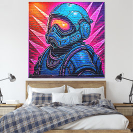 Neon Cyberpunk Astronaut Canvas Afdruk