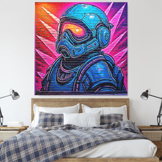Neon Cyberpunk Astronaut Canvas Afdruk (Insitu (Slaapkamer))