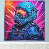 Neon Cyberpunk Astronaut Canvas Afdruk (Insitu (Houten vloer))