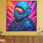 Neon Cyberpunk Astronaut Canvas Afdruk (Insitu (Woonkamer))