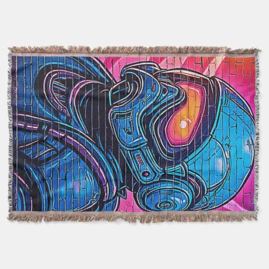 Neon Cyberpunk Astronaut Deken (Voorkant)