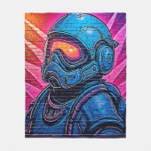 Neon Cyberpunk Astronaut Fleece Deken (Voorkant)