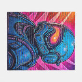 Neon Cyberpunk Astronaut Fleece Deken (Voorkant (Horizontaal))